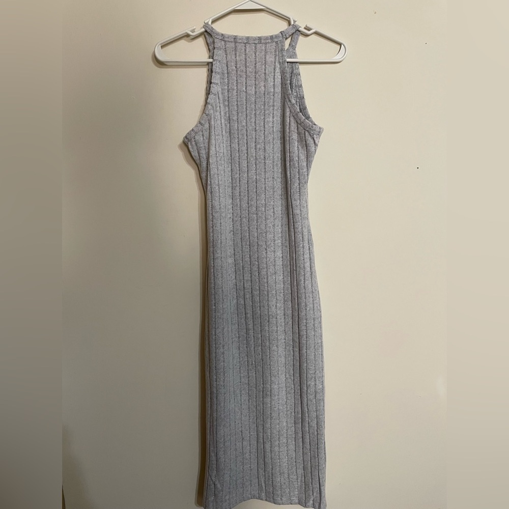 NWT Womens Gray Halter Ribbed Bodycon Sweater Midi Dress - Picture 13 of 17